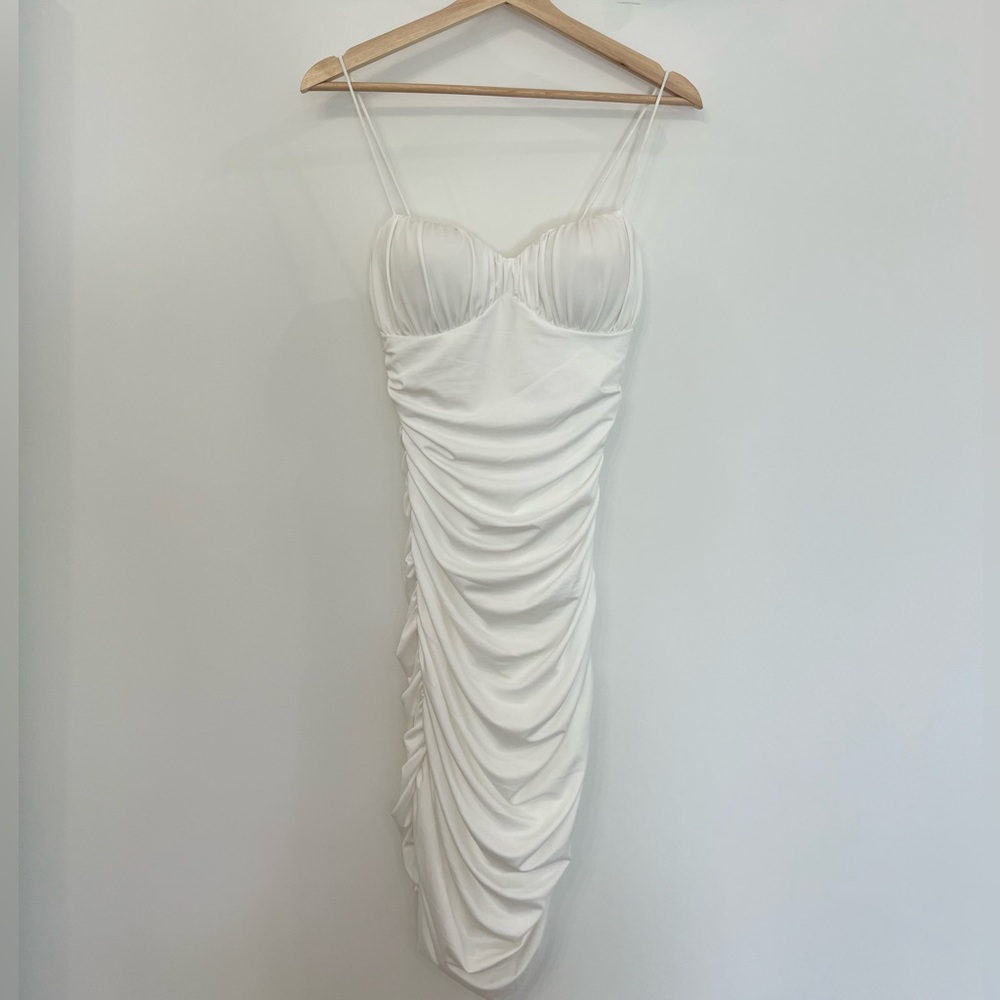 Elegant White Ruched Dress